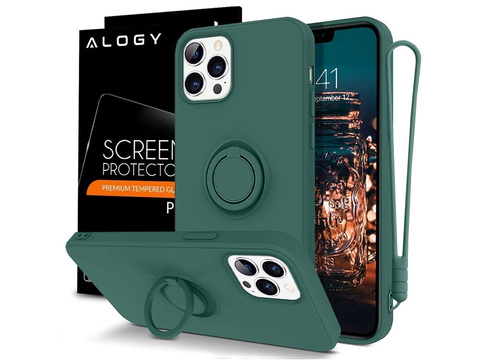 Silikonové pouzdro Ring Ultra Slim Alogy pro iPhone 12/12 Pro 6.1 Green Glass