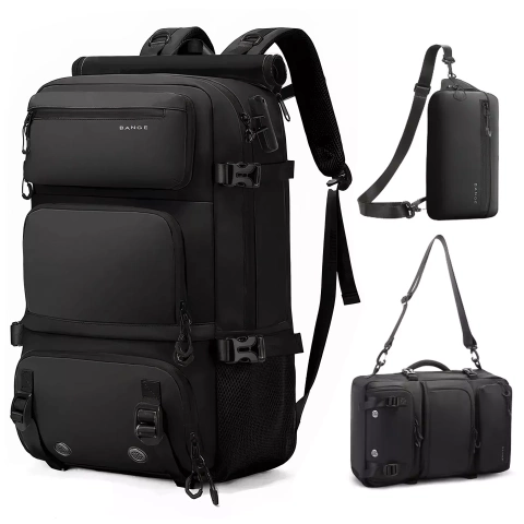 Водонепроникний рюкзак Bange для ноутбука 15.6", city traveler, 45х30х16 см, для роботи, літака, чоловічий, жіночий, з USB портом Чорний