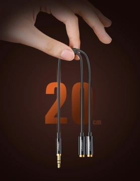 Cable UGREEN cable headphone splitter 3.5 mm mini jack AUX 25cm black (20816)