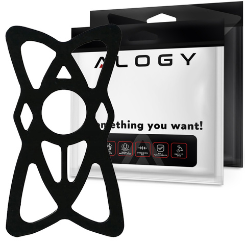 Захисний ремінь Alogy TPU резинка для захисту телефону 4.7"-6.7" для велосипедного тримача універсальний Чорний