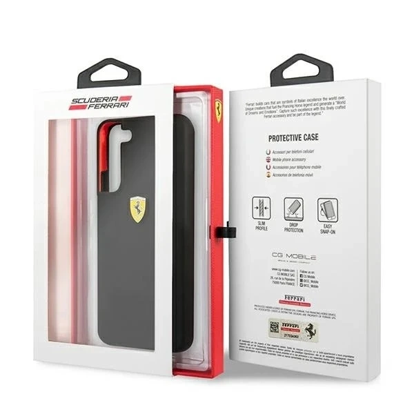 Pevné puzdro Etui Ferrari FESSIHCS22MBK do Galaxy S22 S906 On Track Silikónové čierne/čierne