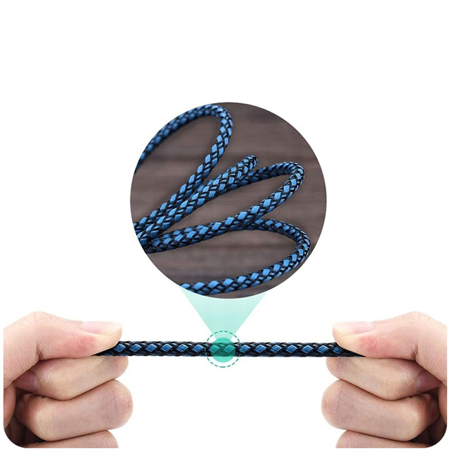 Audiokabel 2x Miniklinke - Klinke 3,5 mm lang AUX-Kabel Starkes Geflecht 1,5 m Blau