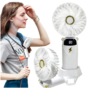 Ručný stolný ventilátor Alogy, bezdrôtový, prenosný, stojaci so stojanom na telefón, biely