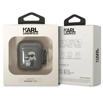 Ochranné puzdro na slúchadlá Karl Lagerfeld pre Airpods 1/2 kryt black/black Gliter Karl
