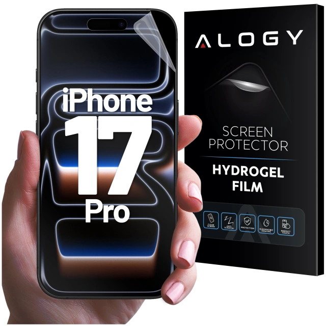 Folia hydrożelowa do Apple iPhone 17 Pro – elastyczna ochrona ekranu, samoregeneracja, pełne dopasowanie i wysoka przejrzystość – Alogy Hydrogel Film™