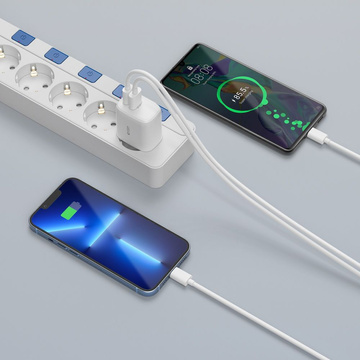 Nabíjačka C20W 2-Port USB-C - USB PD20W / QC3.0 Biela