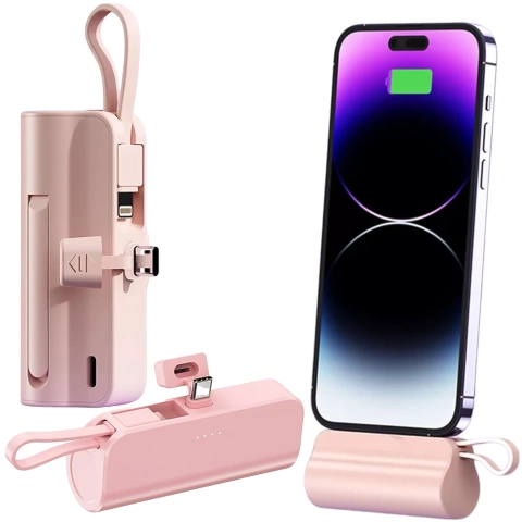 PowerBank 5000mAh Alogy vrecková malá externá nabíjačka Power Bank USB-C a lightning Pink