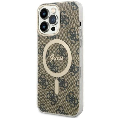 Guess GUHMP14XH4STW Handyhülle für Apple iPhone 14 Pro Max 6,7" braun/braun Hardcase 4G MagSafe