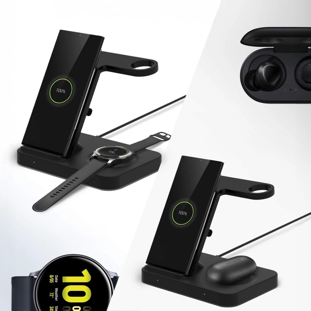 Індуктивний зарядний пристрій Qi 15W для iPhone Apple Watch AirPods Wireless 3in1 Docking station Black