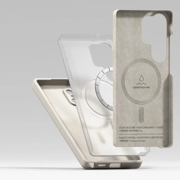 Silikonový pouzdro na Samsung Galaxy S25 Ultra s kamenným kroužkem, magnetický MagSafe.