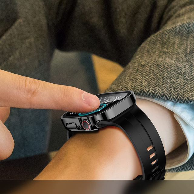 Alogy Protector Case se sklem 2v1 Cover Case pro Apple Watch 7/8 45mm Black