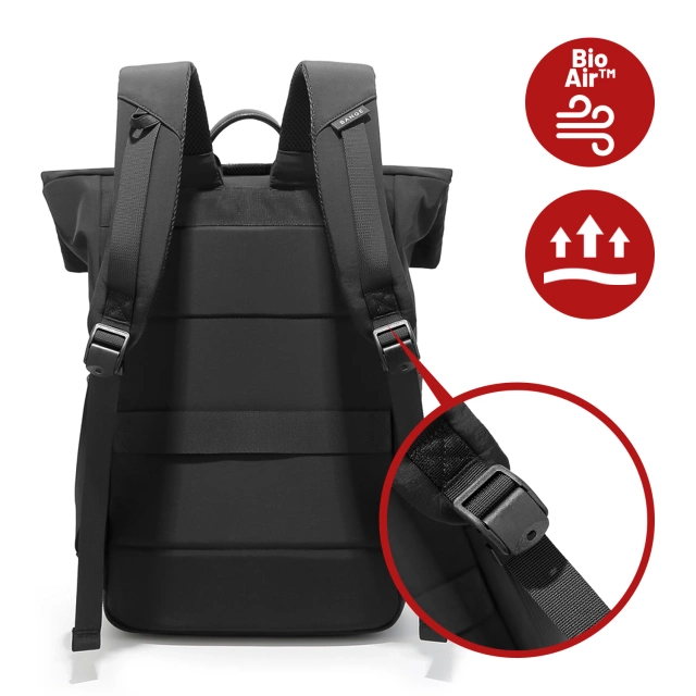 Bange wasserdichter Rucksack für 15,6-Zoll-Laptop, Stadtreisender, 45 x 30 x 16 cm, für Arbeit, Flugzeug, Herren, Damen, mit USB-Anschluss Schwarz