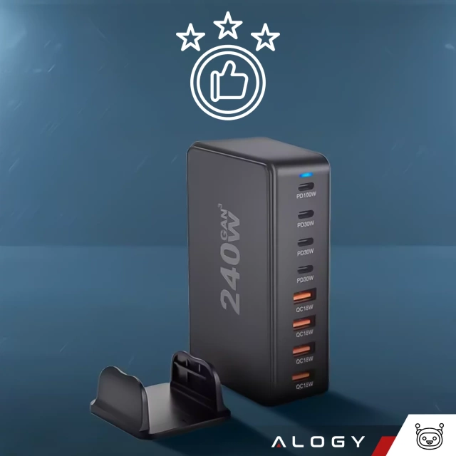 Розгалужувач HUB Alogy Adapter для ноутбука з USB-C на 3x USB-A 2.0 1x USB-A 3.0 сірий