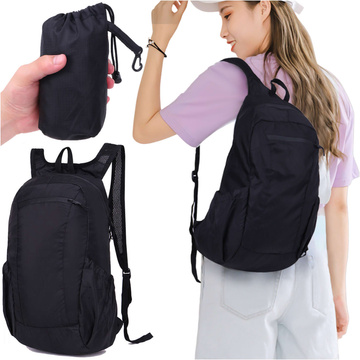 Backpack bag men's women's tourist climbing small 20l foldable lightweight school youth urban waterproof Alogy Black