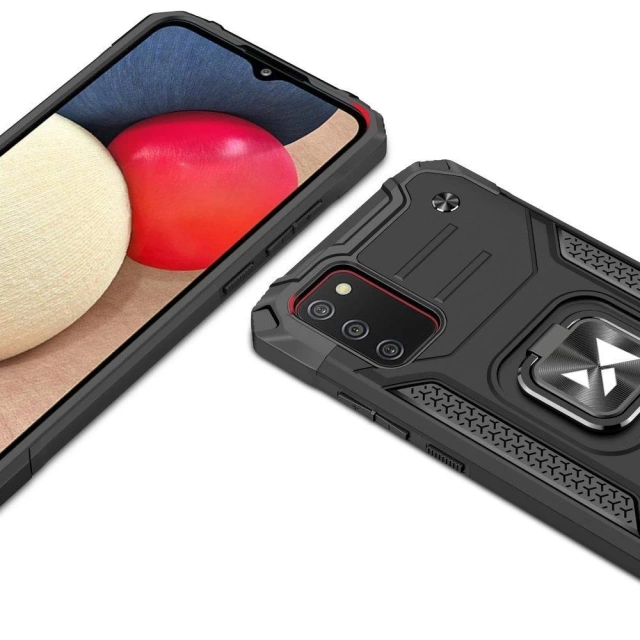 Wozinsky Ring Armor odolné hybridné puzdro magnetický držiak krytu pre Samsung Galaxy A03s modrý