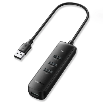 HUB 4w1 UGREEN USB - 4x USB Typ A 3.0 PD DC 12V 0.25m чорний (CM416 10915)