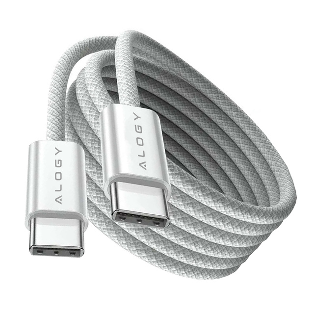 Kábel USB-C typu C Silný rýchly 60 W PD 1M pre iPhone 15/Pro/Max iPad MacBook Alogy nylonový kábel biely