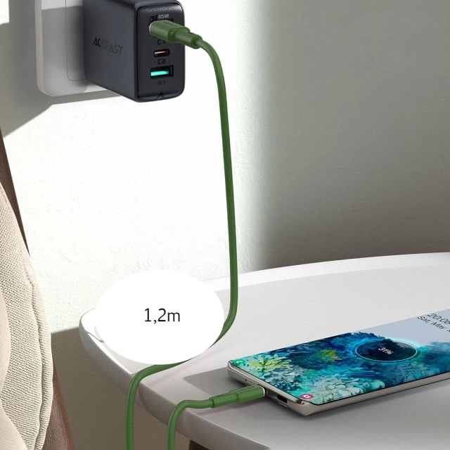 Acefast cable USB Type C - USB Type C 1.2m, 60W (20V/3A) green (C2-03 oliver green)
