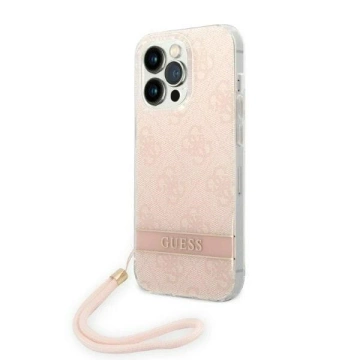 Guess GUOHCP14LH4STP case for Apple iPhone 14 Pro 6.1" pink/pink hardcase 4G Print Strap