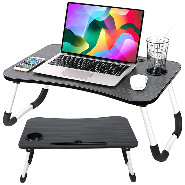 Portable Folding Laptop Table Notebook Bed Desk Breakfast Laptop Stand MacBook Black