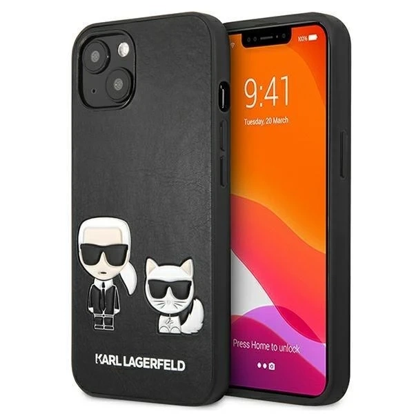 Karl Lagerfeld puzdro na iPhone 13 6,1" čierne/čierne pevné puzdro Ikonik Karl