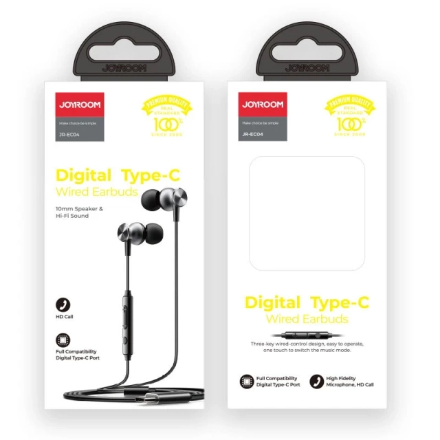 Joyroom In-Ear-Kopfhörer USB Typ C mit Fernbedienung und Mikrofon silber (JR-EC04 Silver)