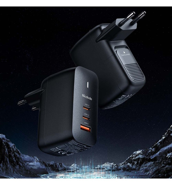 Nástenná nabíjačka GaN 65W Mcdodo CH-0291 2x USB-C, USB-A (čierna)