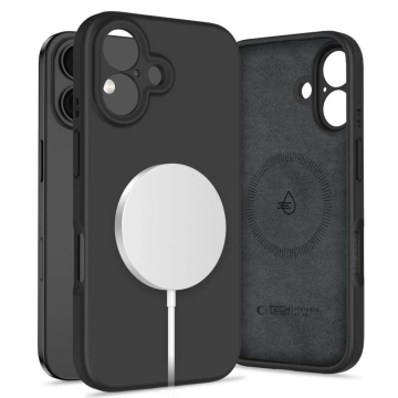 Tekutý silikónový obal Etui Tech-Protect MagSafe pre iPhone 16, čierny