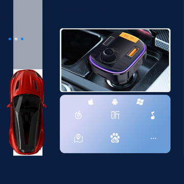 Bluetooth 5.0 FM vysílač do auta Rychlá nabíječka 43W 2x USB QC 3.0 USB-C PD Micro SD Yesido do auta černá