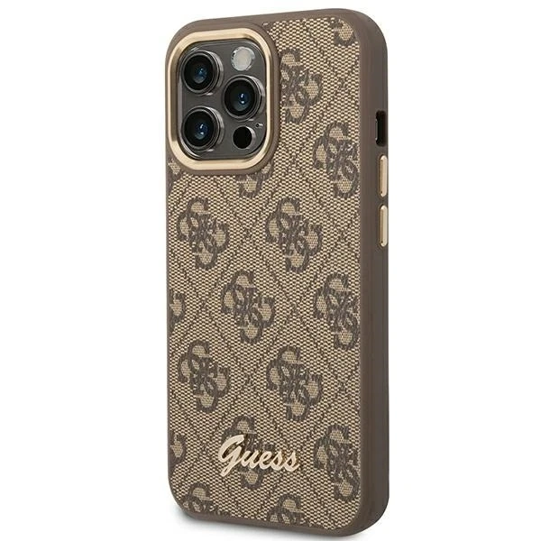Etui Guess GUHCP14XHG4SHW do Apple iPhone 14 Pro Max 6,7" brązowy/brown hard case 4G Vintage Gold Logo