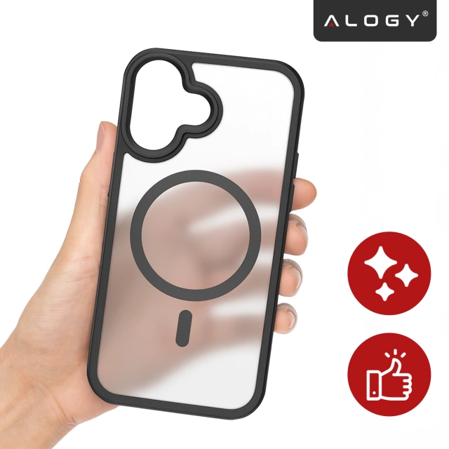 Hülle für Apple iPhone 16 Pro Max Alogy MagSafe Hybrid Matte Case Matte Cover mit Linsenschutz Schwarz