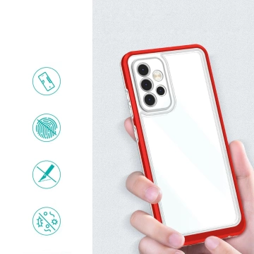 Clear 3in1 case for Samsung Galaxy A73 gel cover with frame red