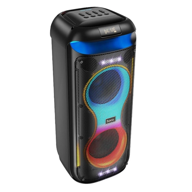 HOCO HA13 Pro zestaw karaoke 60 W, RGB LED, 2× mikrofony TWS, BT 5.4