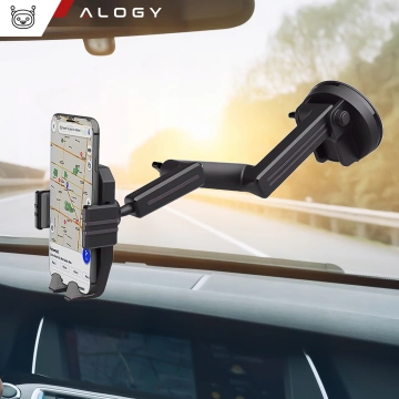 7,2-Zoll-Autotelefonhalter für LKW, Bus, LKW, Bagger, Auto, 43 cm lang, für das Cockpitfenster, Alogy, Schwarz