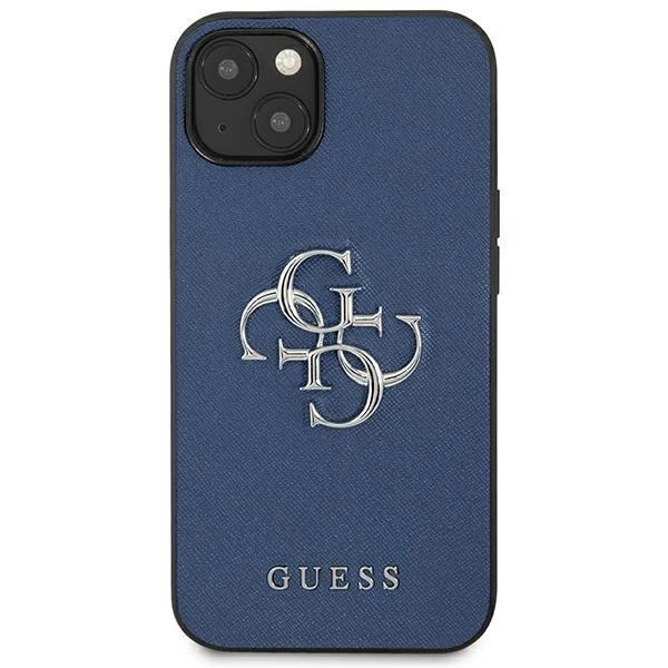 Guess GUHCP13SSA4GSBL iPhone 13 mini 5,4" niebieski/modré pevné puzdro Saffiano 4G Metal Logo