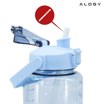 Large glass bottle water bottle drinking drinks Alogy Motivational measuring cup 1l 1000ml silicone case Olive