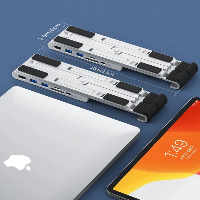 Choetech Ständer 7-in-1 Multifunktionsstation für Laptop PD/USB-C HDMI(4K/30Hz)/2xUSB-A/1xUSB-C/1xSD/1xTF schwarz (HUB-M43)