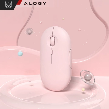 Alogy kabellose Maus, kleine ergonomische Maus für Laptop, PC, Bluetooth, 2,4 GHz, leises Rosa