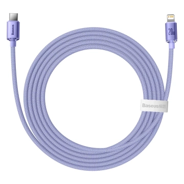 Kábel Baseus Crystal Shine Series USB kábel pre rýchle nabíjanie a prenos dát USB typu C - Lightning 20W 2m fialový (CAJY000305)