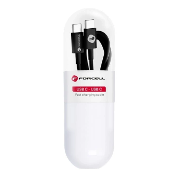 Kabel USB-C na USB-C Forcell PD 48W QC 2.0 1m TPE synchronizační trubice černý