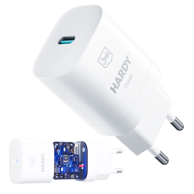 Ładowarka sieciowa 3mk Hardy Charger USB-C Type C QC PD 33W MAX do iPhone/ iPad/ Mac/ AirPods biała