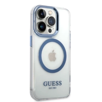 Etui Guess GUHMP14LHTRMB для iPhone 14 Pro 6,1" niebieski/синій жорсткий чохол Metal Outline Magsafe