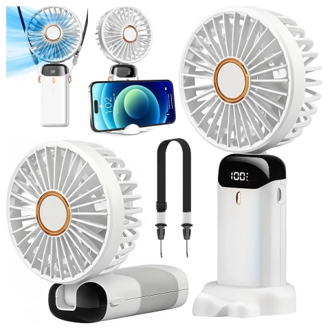 Fan Fan Handheld Fan Wireless Alogy Desktop Portable Handheld with Phone Holder USB-C Navy Blue