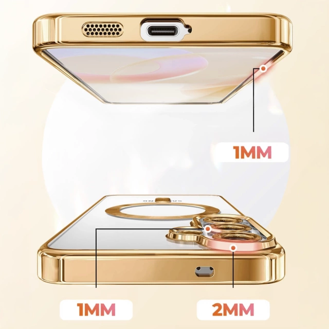 Pouzdro MagSafe pro Apple iPhone 16 Pro Max Alogy Glamour Pouzdro luxusního prstenu zlaté-průhledné