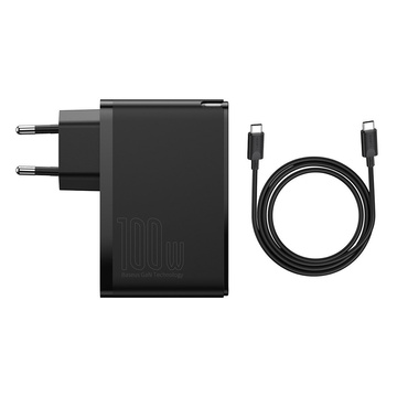 Baseus GaN2 Pro nástěnná nabíječka, 2x USB, 2x USB-C, 100W, EU (černá)