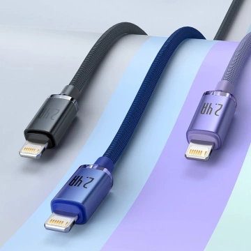 Baseus Crystal Shine Series Kabel USB-Kabel für schnelles Aufladen und Datenübertragung USB Typ A - Lightning 2.4A 2m lila (CAJY000105)