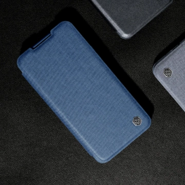Kryt Nillkin Qin Cloth Pro Case pre Samsung Galaxy S23 Flip Cover Kryt fotoaparátu modrý