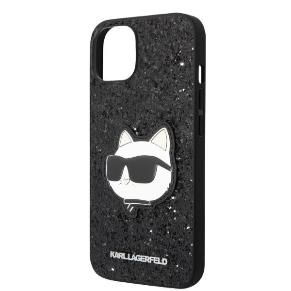 Karl Lagerfeld KLHCP14MG2CPK protective phone case for Apple iPhone 14 Plus 6.7" black/black hardcase Glitter Choupette Patch
