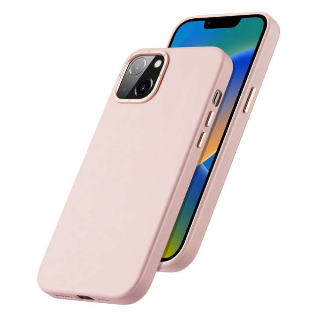 Шкіряний чохол Dux Ducis Grit для iPhone 14 Plus Sleek PU Leather Cover (сумісний з MagSafe) рожевий