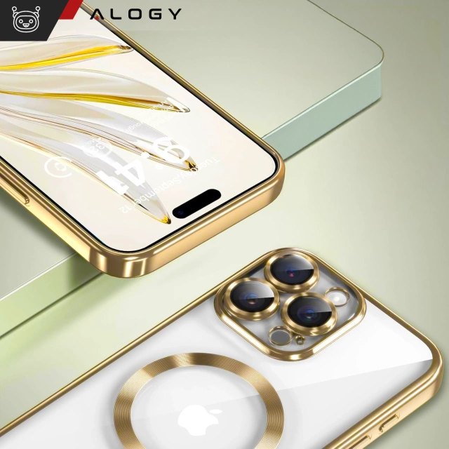 MagSafe Case for Apple iPhone 16 Pro Max Alogy Glamour Luxury Ring Case Gold-Transparent